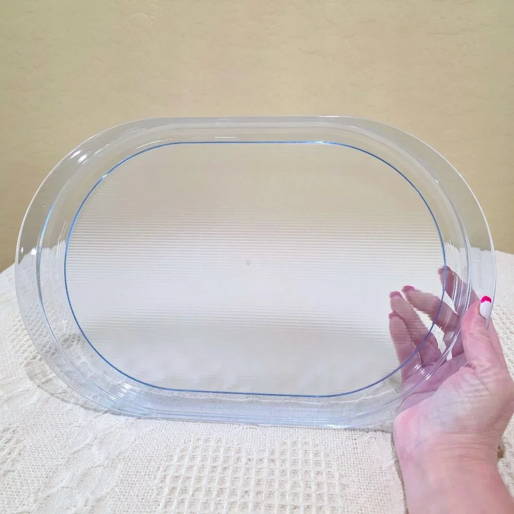Authentic Tupperware Preludio Transparent Blue Acrylic Oval Serving Vanity Tray